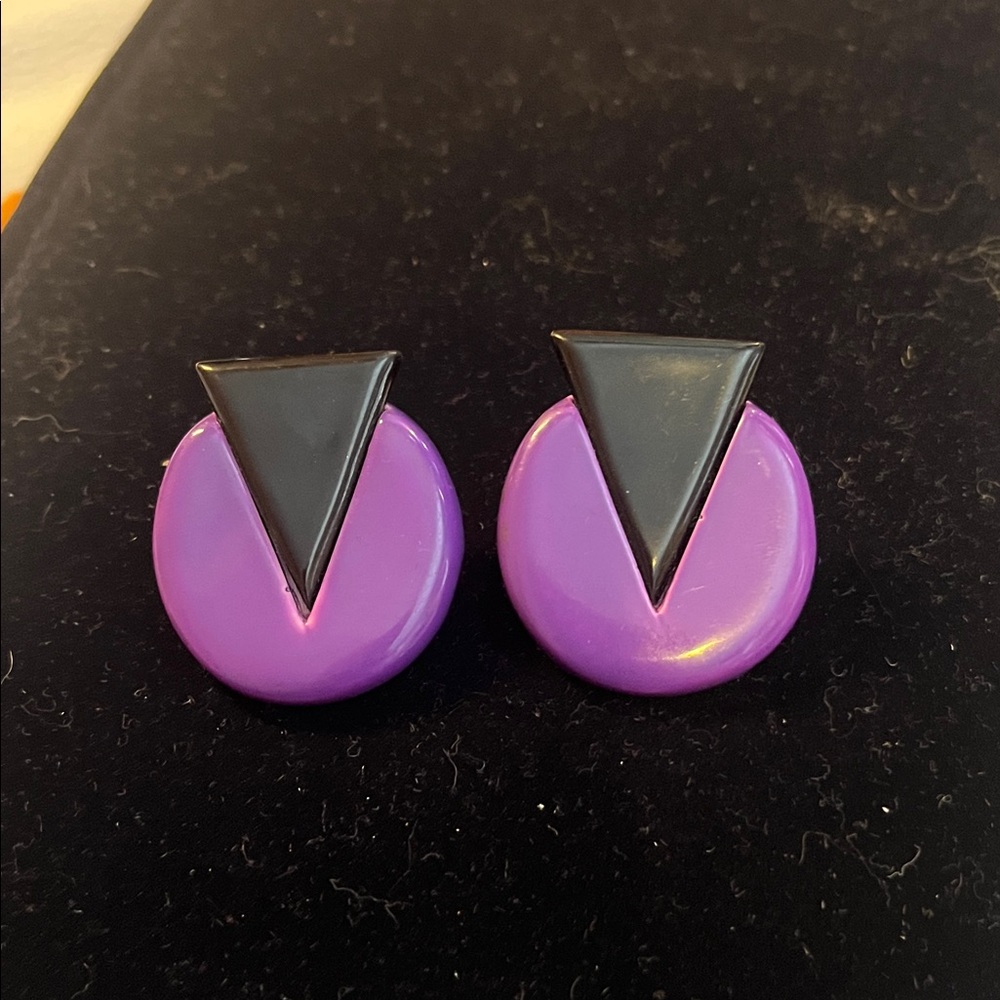 Purple and Black Geometric Earrings